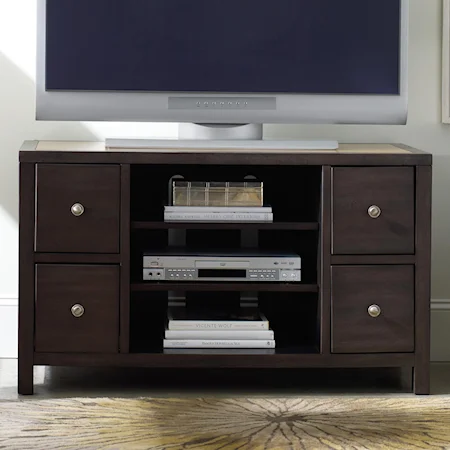 4 Drawer Entertainment Console with Block Feet